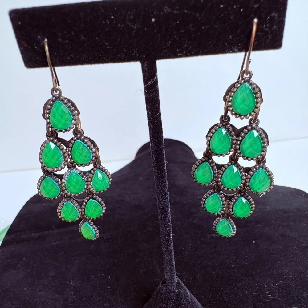Vintage Green Chandelier Earrings